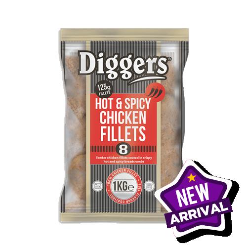 Diggers Hot and Spicy Chicken Fillets 125g (5x1kg)