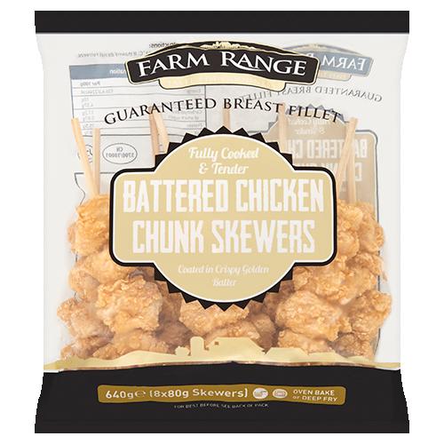 Farm Range Battered Chicken Skewers 14x480g