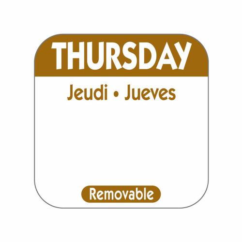 Thursday Food Labels Brown (1x1000 Roll) - Lynas Foodservice