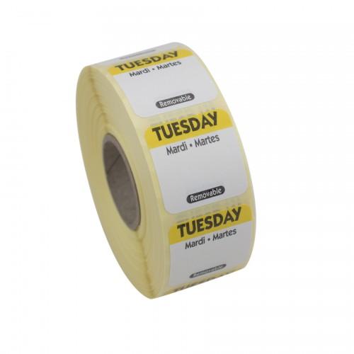 Tuesday Food Labels Yellow and Black (1x1000 Roll)