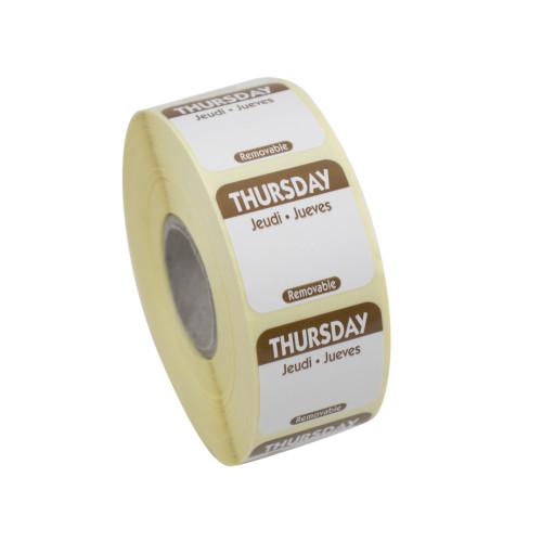 Thursday Food Labels Brown (1x1000 Roll) - Lynas Foodservice