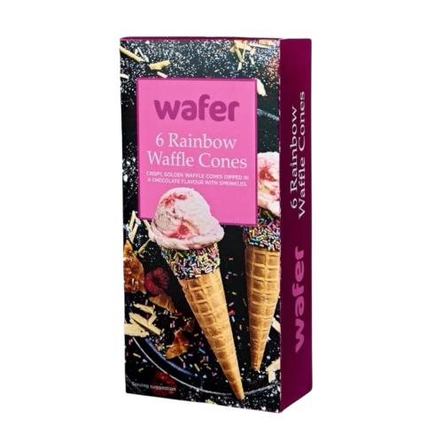 Wafer Rainbow Waffle Cones 12x6pack