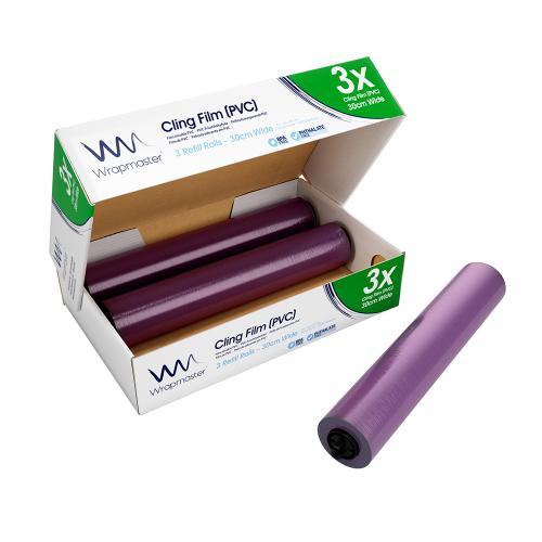 Wrapmaster® Cling Film (PVC) Refill Rolls 30cm x 300m x 3