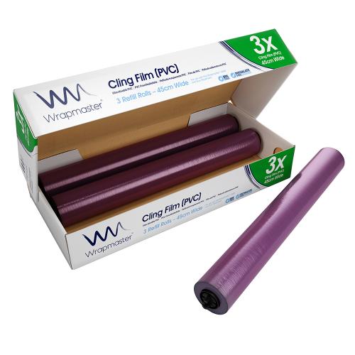 Wrapmaster® Cling Film (PVC) Refill Rolls 45cm x 300m x 3