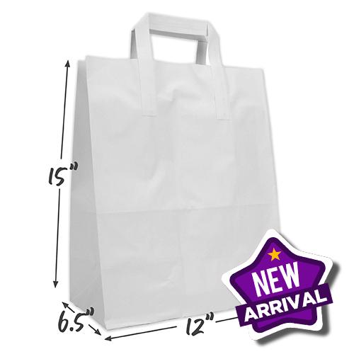 White Paper Kraft Handle Carrier Bags (12x15) 1x250