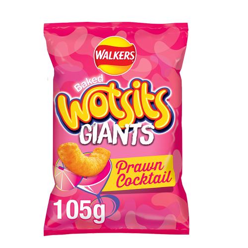 Walkers Wotsits Giants Prawn Cocktail Sharing Snacks Crisps 105g x 9