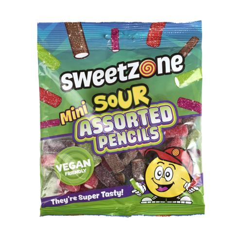 SweeZone Mini Sour Assorted Pencils 12 x 180g Bags