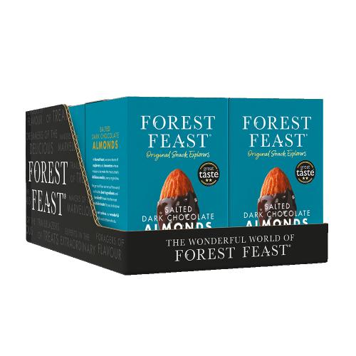 Forest Feast Salted Dark Chocolate Almonds 6x140g (Gift Cube)