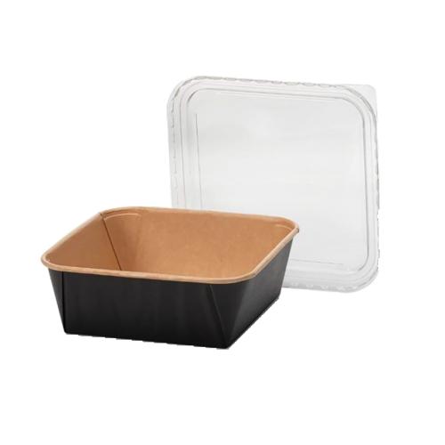 Black Kraft Square PE Container 1320ml 1x300