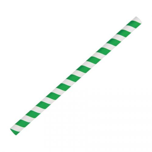 Green Striped Straws 1x250 (200x8mm)
