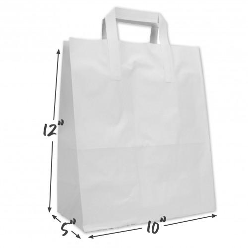 White Kraft Paper Handle Carrier Bags (10x12) 1x250