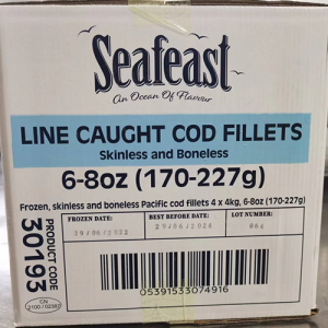 Seafeast Line Caught Cod Fillet  6-8oz 4x4kg(170-227g)