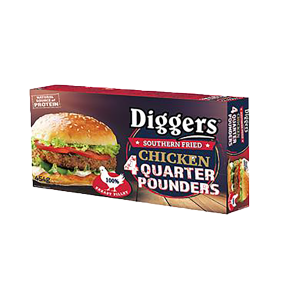 Diggers Chicken Quarter Pounders Southern Fried 9x454g
