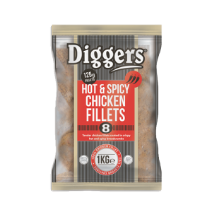 Diggers Hot and Spicy Chicken Fillets 125g (5x1kg)