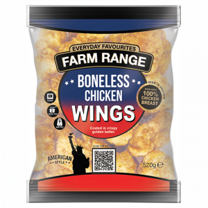 Farm Range Boneless Chicken Wings 12x520g