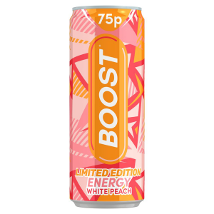 250ml Boost Energy White Peach 89p Limited Edition 24x250ml