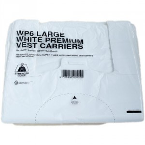 White Carrier Vest Bag.Heavy duty 20x100