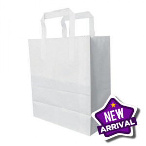 White Kraft Paper Bag With Paper Handles 8.5"x4.5"x10" (1x250)