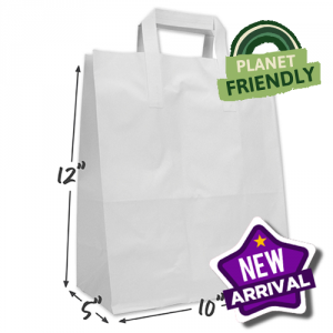 White Kraft Paper Handle Carrier Bags (10x12) 1x250