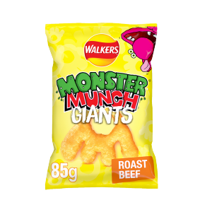 Walkers Monster Munch Giants Roast Beef Snacks Crisps 85g x 8