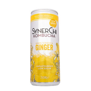 SynerChi Lemon, Turmeric & Ginger Kombucha 12x250ml Can