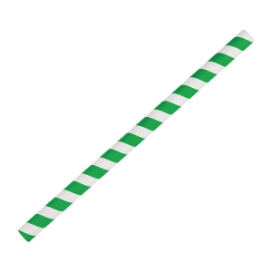 Green Striped Straws 1x250 (200x8mm)