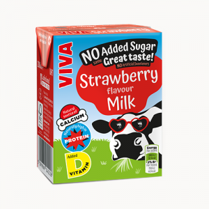 Viva Strawberry Flavoured Milk 27x200ml (No Added Sugar)