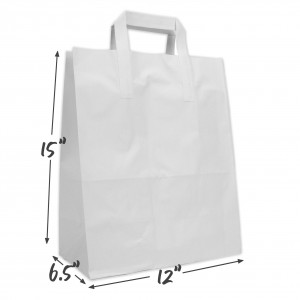 White Bleached Kraft Paper Handle Bags 12"x15" (1x250)