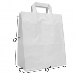 White Bleached Kraft Paper Handle Bag 10"x 12" (1x250)